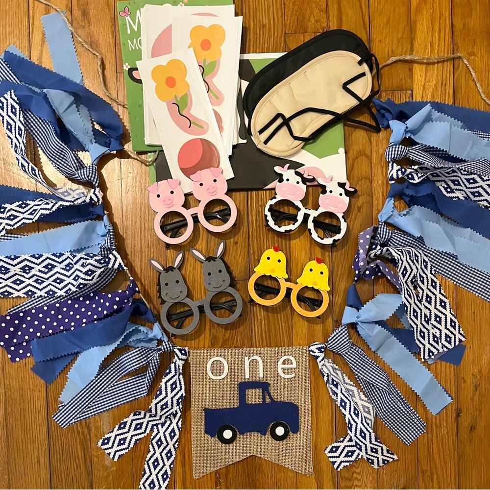 1st Birthday Little Blue Truck; Farm B-Day Decorations, Game, Accessories Baby